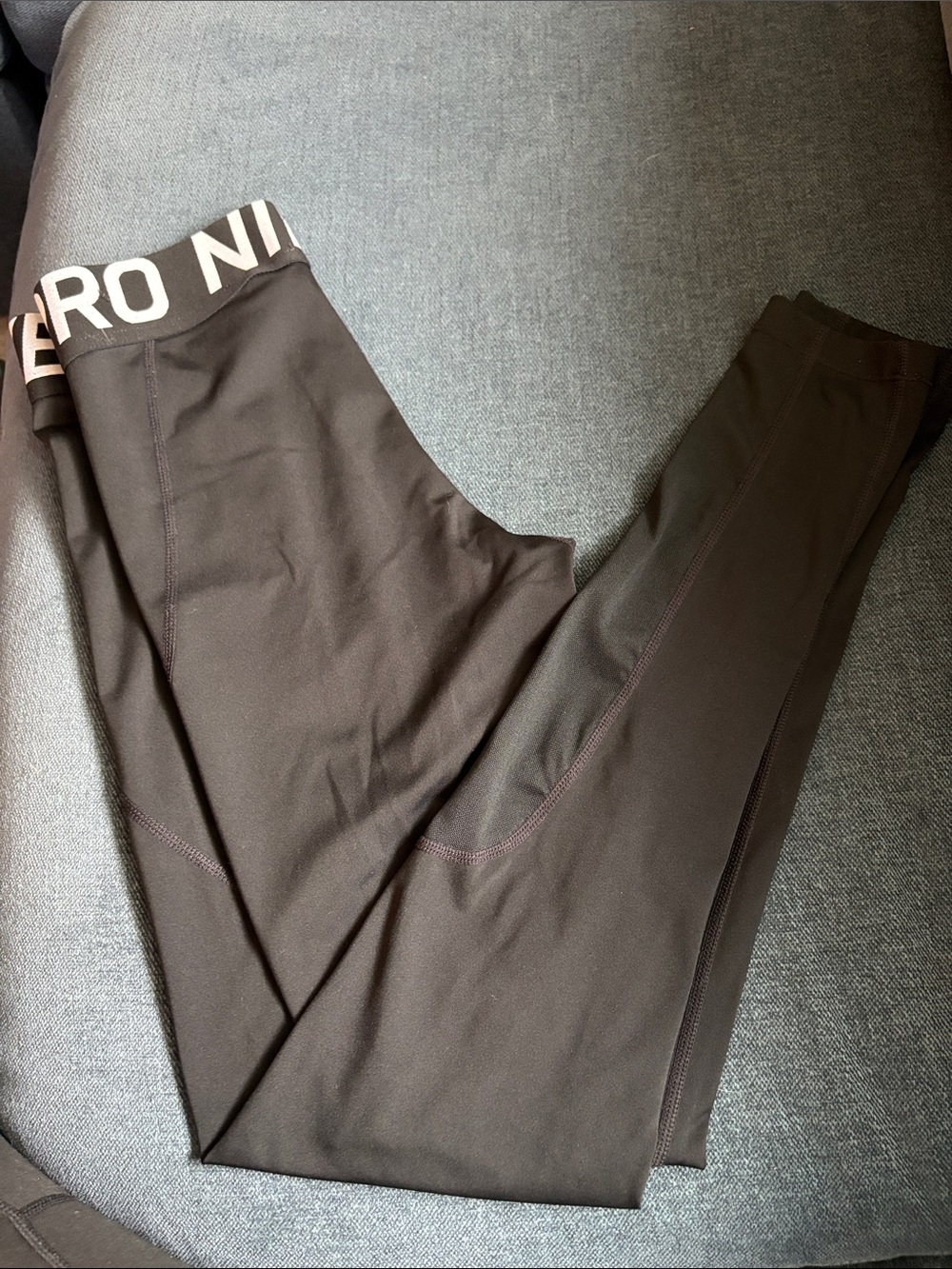 Nike Pro Black Leggings with White Logo Waistband